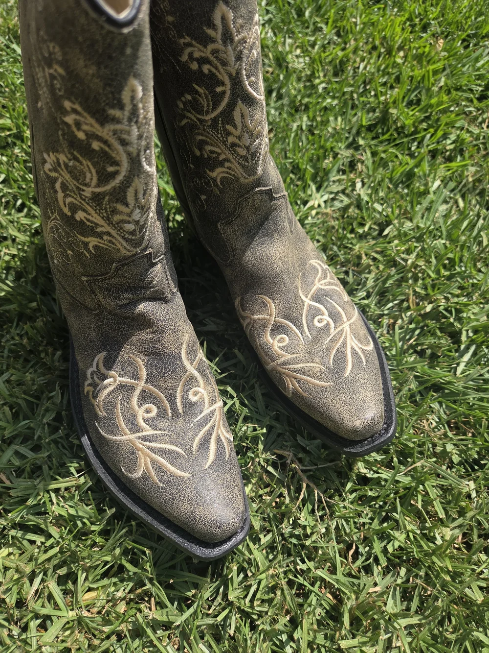 Kids Boots - Brown with Cream Embroidery